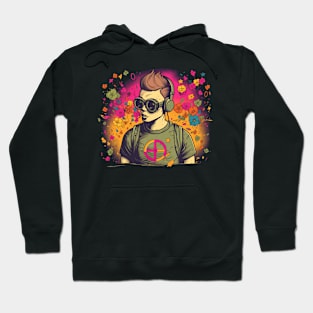 DJ Colorful Cool Retro Guy Anime Comic Style Hoodie